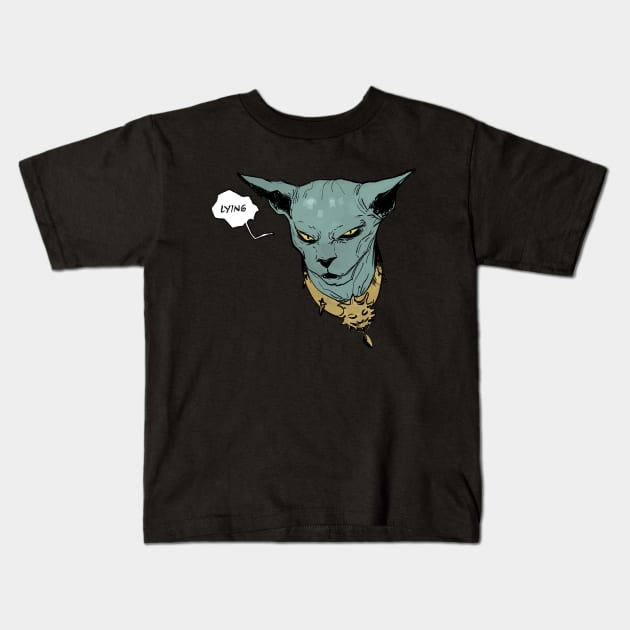 Lying Cat Kids T-Shirt by blackproxima